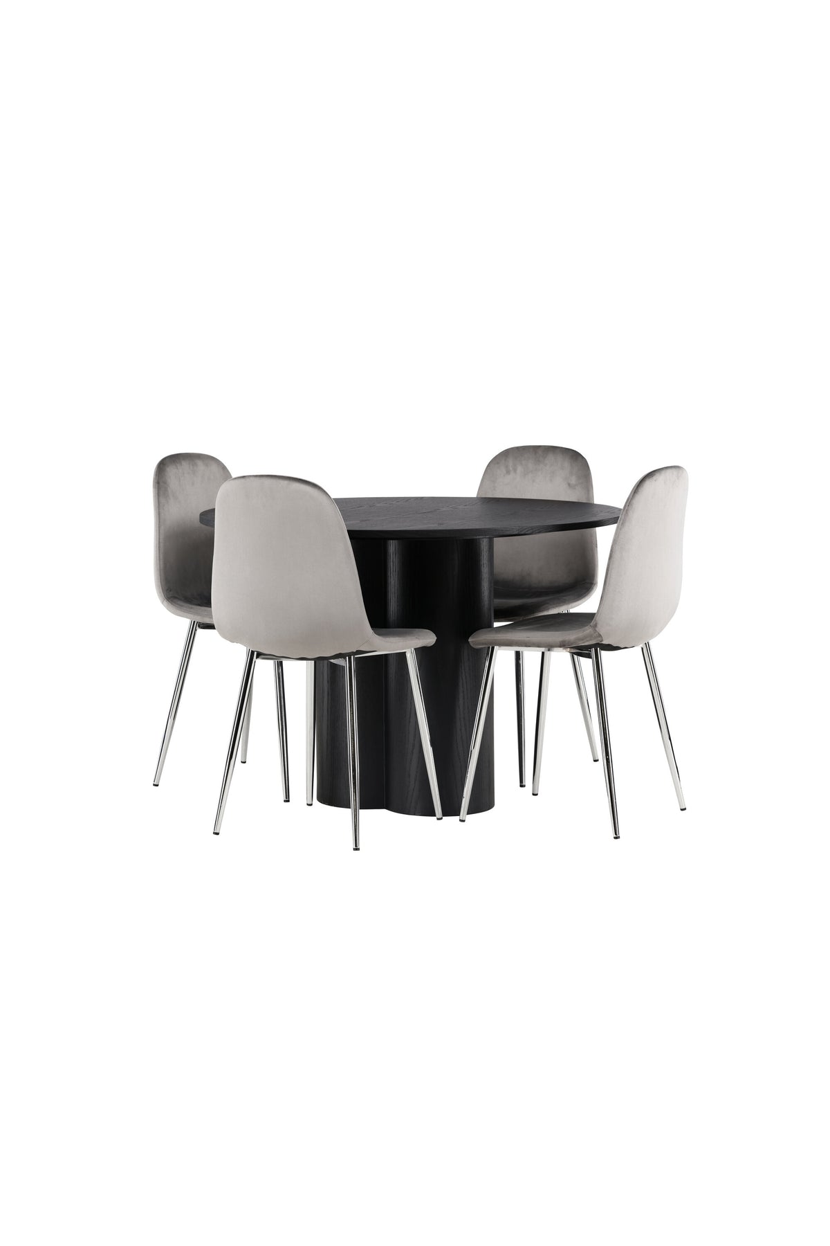 Olivia Esszimmerset + Eva ⌀110cm/4St. in Schwarz / Hellgrau /  Silber präsentiert im Onlineshop von KAQTU Design AG. Esszimmerset ist von Venture Home