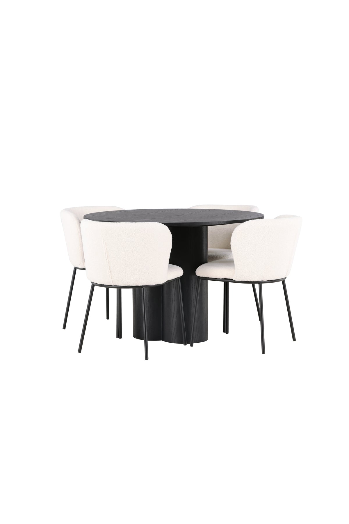 Olivia Esszimmerset + Edina ⌀110cm/4St. in Schwarz / Weiss präsentiert im Onlineshop von KAQTU Design AG. Esszimmerset ist von Venture Home