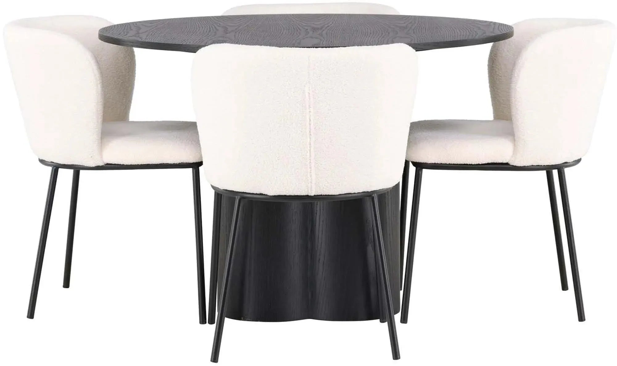 Stilvolles Olivia Esszimmerset: 110cm Tisch & 4 ergonomische Stühle aus Stahl, ideal für gesellige Abende und familiäre Treffen.