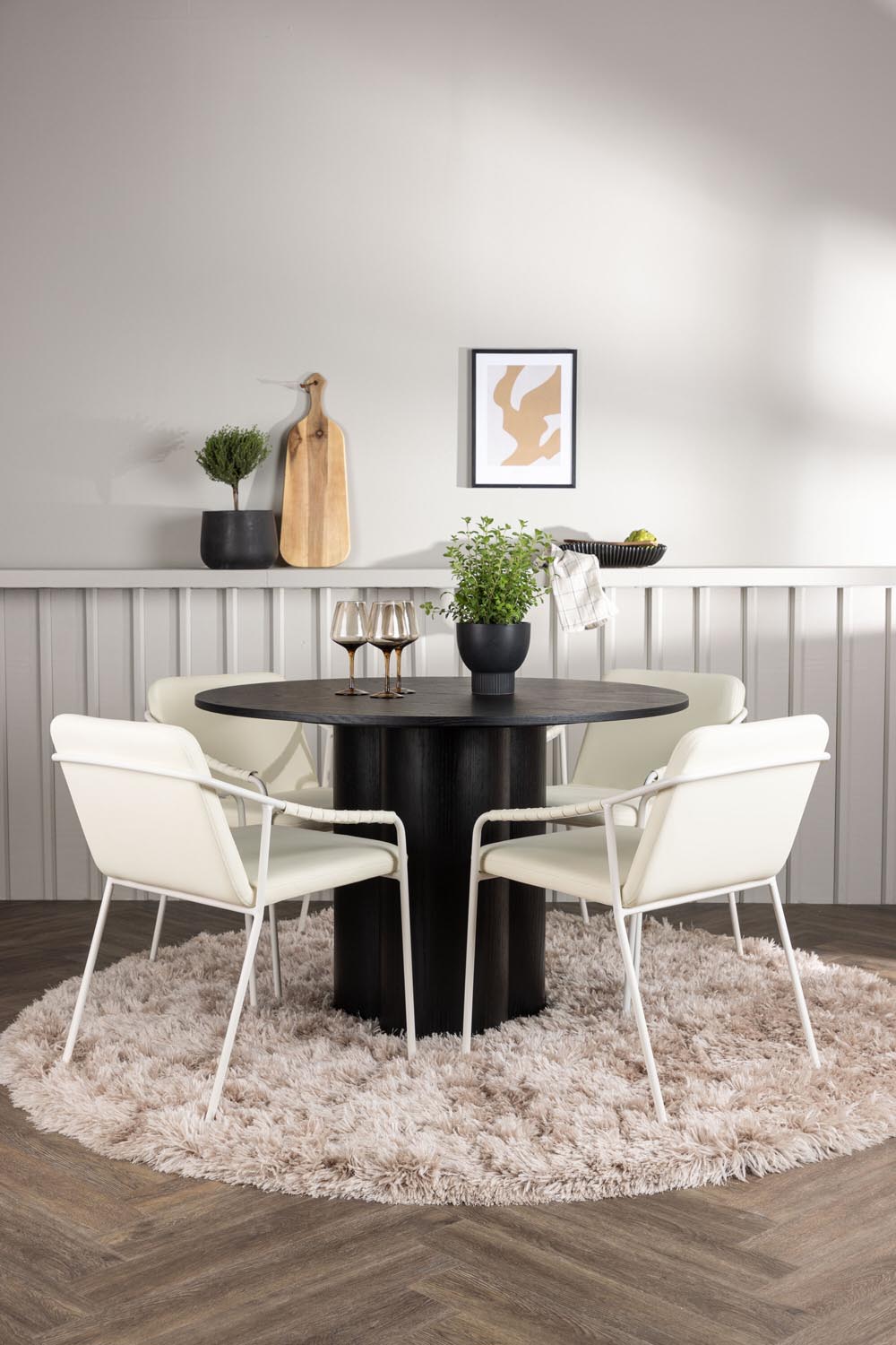 Olivia Esszimmerset + Tvist ⌀110cm/4St. in Beige präsentiert im Onlineshop von KAQTU Design AG. Esszimmerset ist von Venture Home