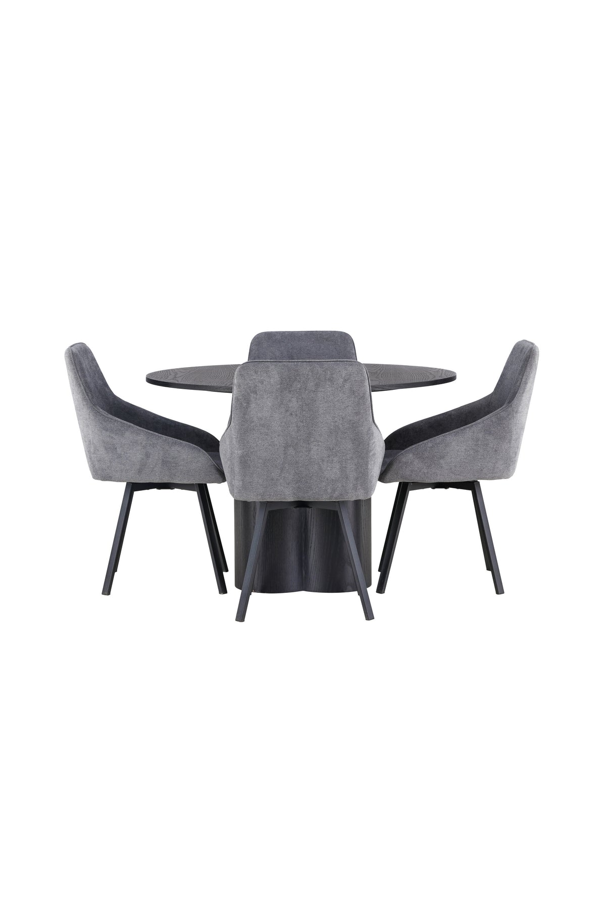 Olivia Esszimmerset + Rosie ⌀110cm/4St. in Schwarz / Grau präsentiert im Onlineshop von KAQTU Design AG. Esszimmerset ist von Venture Home