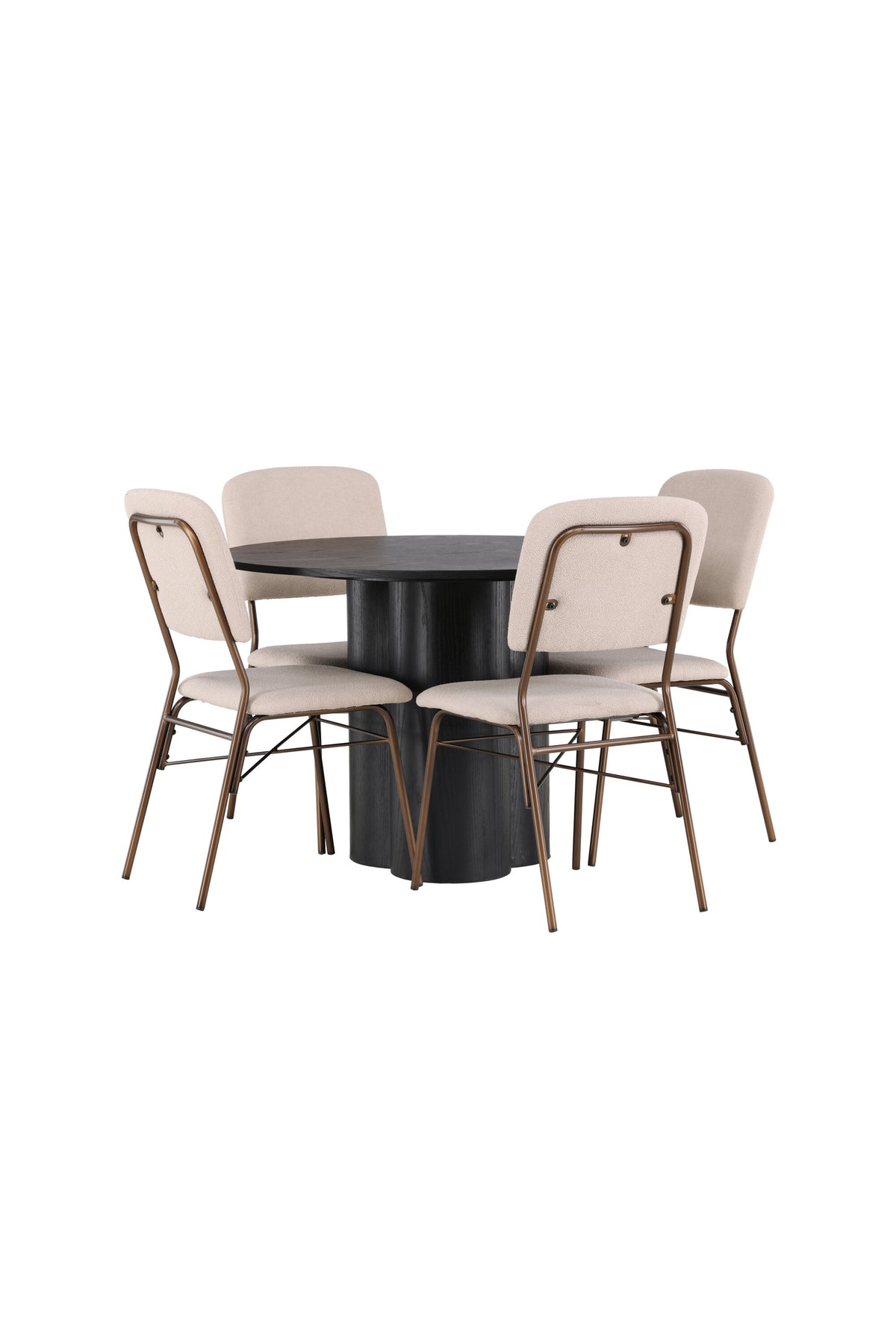 Olivia Esszimmerset + Seda ⌀110cm/4St. in Beige / Schwarz präsentiert im Onlineshop von KAQTU Design AG. Esszimmerset ist von Venture Home