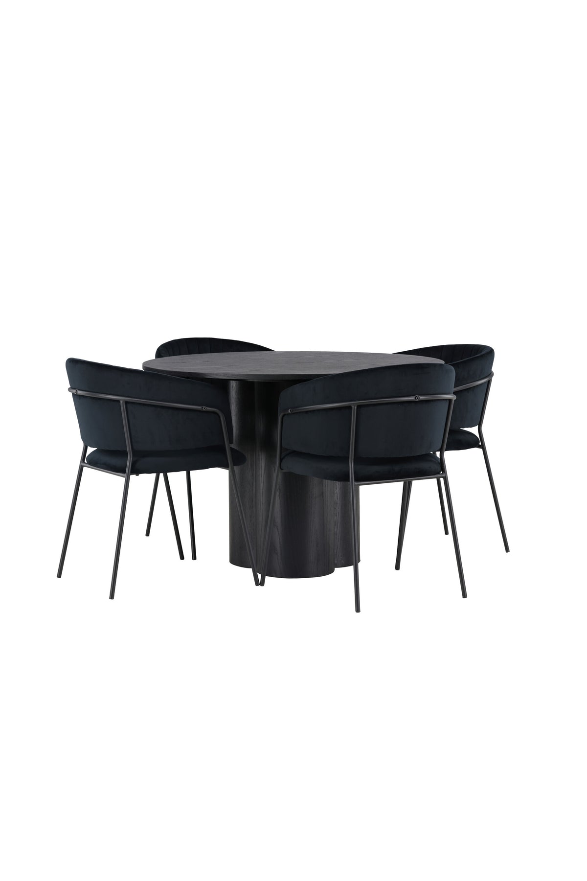 Olivia Esszimmerset + Selma ⌀110cm/4St. in Schwarz präsentiert im Onlineshop von KAQTU Design AG. Esszimmerset ist von Venture Home