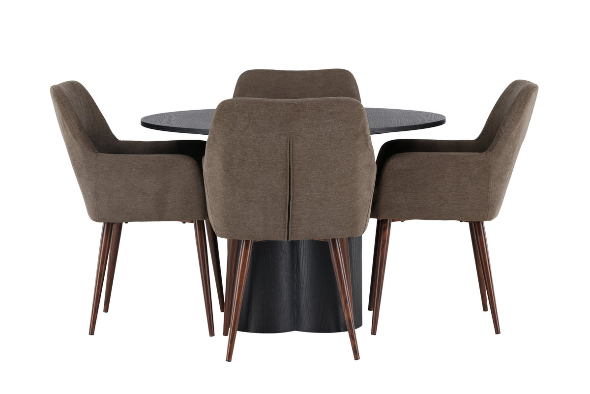 Olivia Esszimmerset + Tomorrow ⌀110cm/4St. in Braun präsentiert im Onlineshop von KAQTU Design AG. Esszimmerset ist von Venture Home