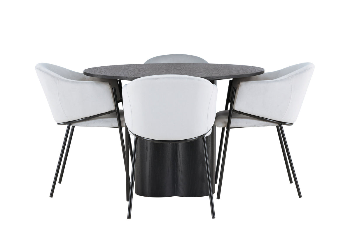Olivia Esszimmerset ⌀110cm/4St. in Schwarzgrau präsentiert im Onlineshop von KAQTU Design AG. Esszimmerset ist von Venture Home