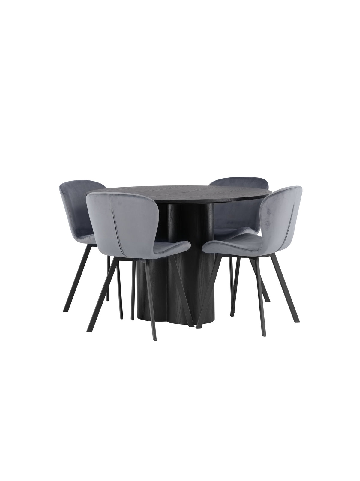 Olivia Esszimmerset + Lilja ⌀110cm/4St. in Schwarzgrau präsentiert im Onlineshop von KAQTU Design AG. Esszimmerset ist von Venture Home