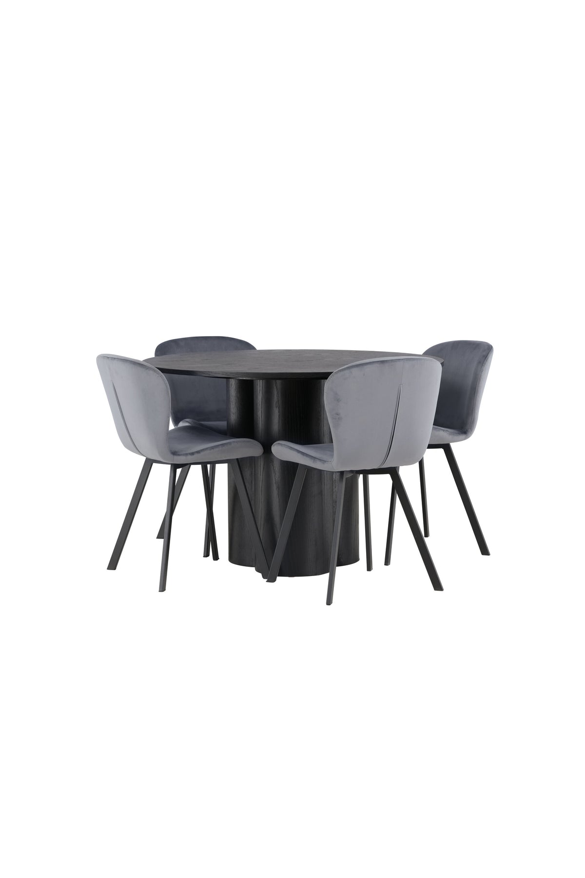 Olivia Esszimmerset + Lilja ⌀110cm/4St. in Schwarzgrau präsentiert im Onlineshop von KAQTU Design AG. Esszimmerset ist von Venture Home