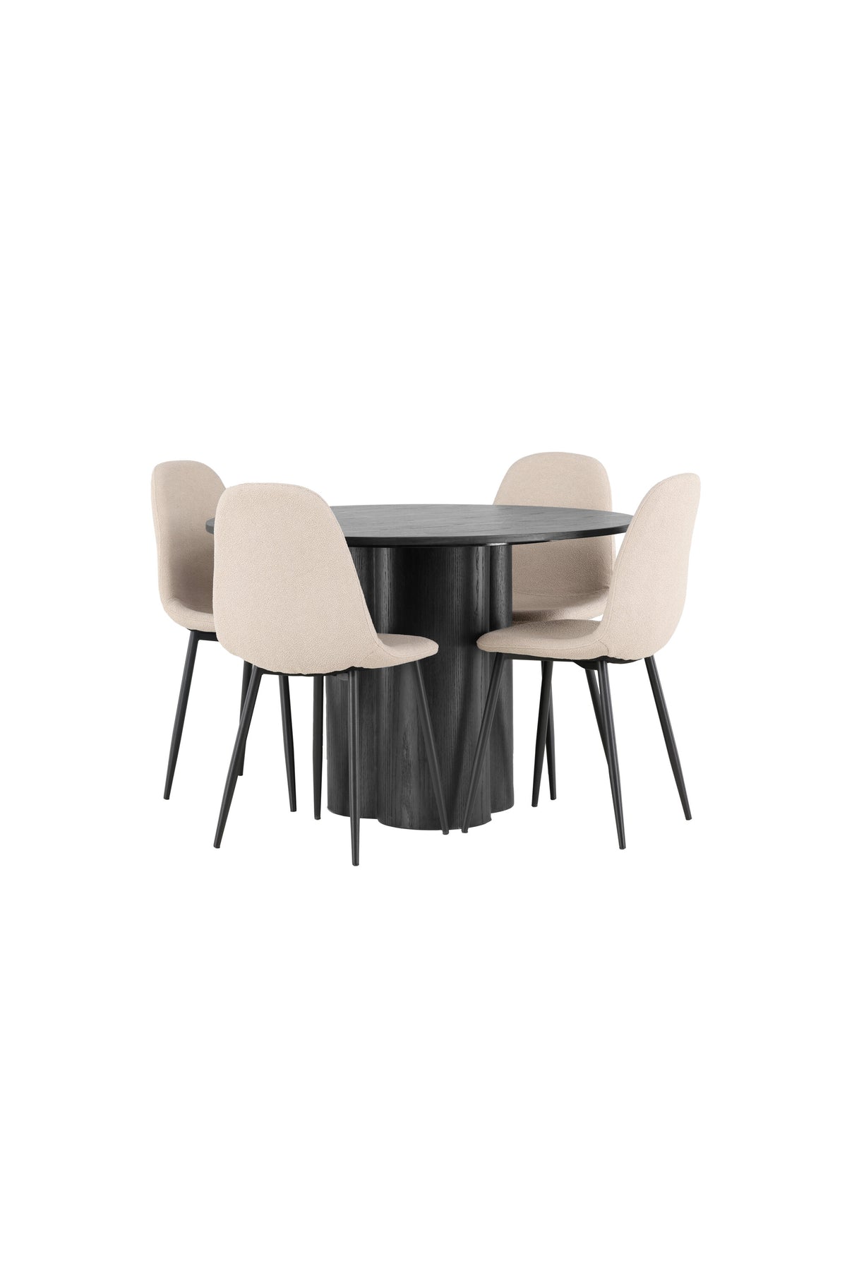 Olivia Esszimmerset + Polar ⌀110cm/4St. in Beige / Schwarz präsentiert im Onlineshop von KAQTU Design AG. Esszimmerset ist von Venture Home