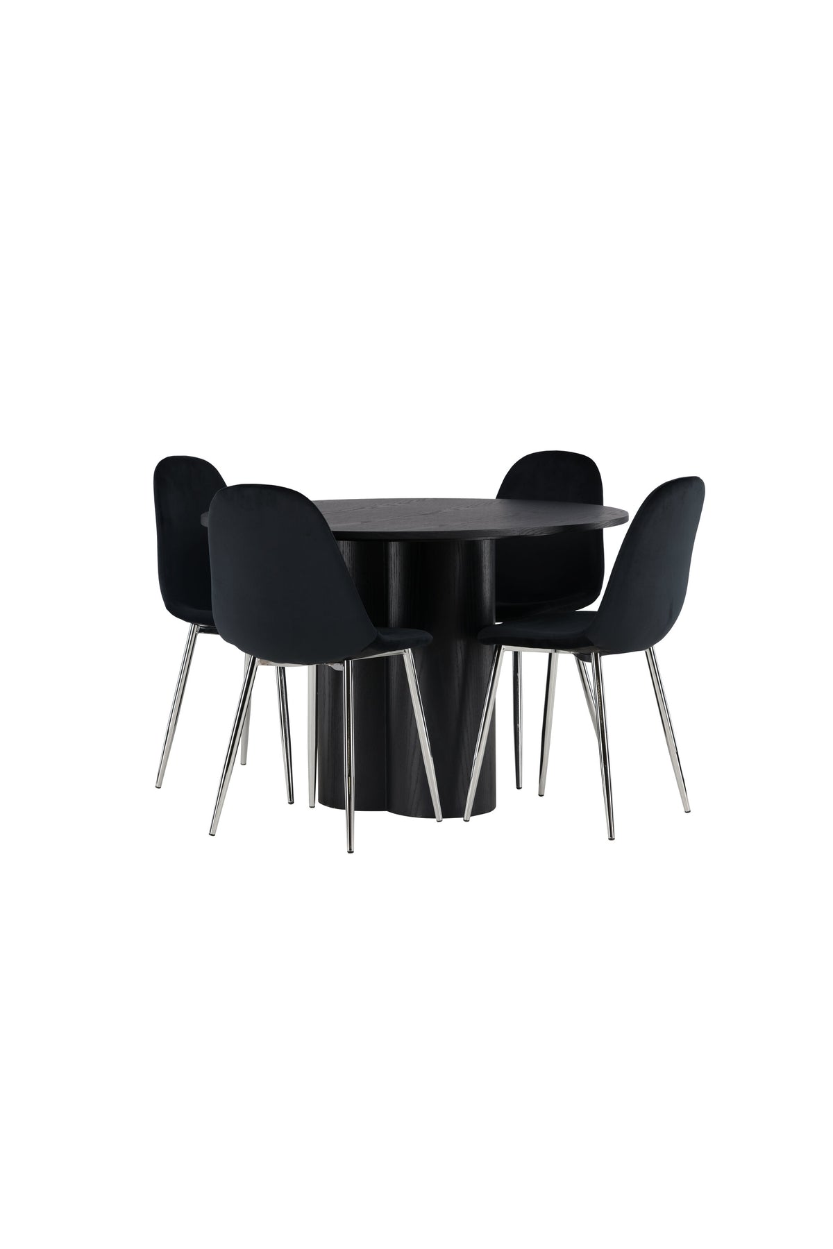 Olivia Esszimmerset + Polar ⌀110cm/4St. in Schwarzes Silber präsentiert im Onlineshop von KAQTU Design AG. Esszimmerset ist von Venture Home