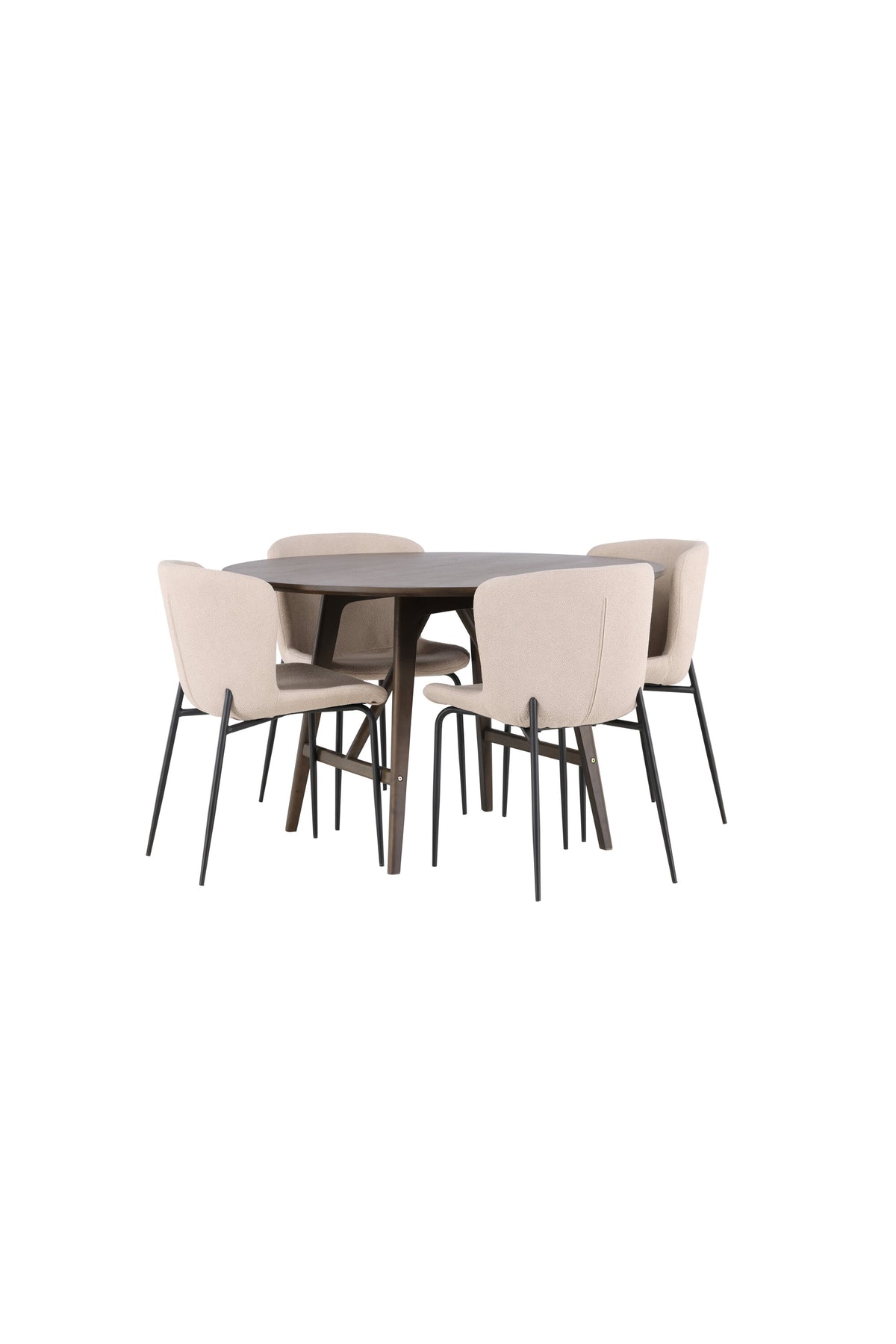 Kaseindon Esszimmerset + Modesto ⌀100cm/4St. in Beige, Schwarz präsentiert im Onlineshop von KAQTU Design AG. Esszimmerset ist von Venture Home