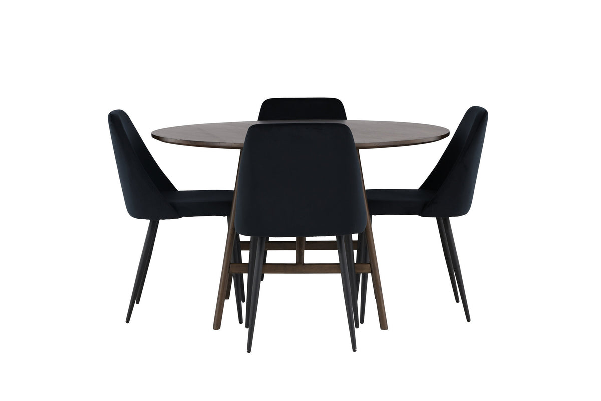 Kaseindon Esszimmerset + Night ⌀100cm/4St. in Schwarz präsentiert im Onlineshop von KAQTU Design AG. Esszimmerset ist von Venture Home