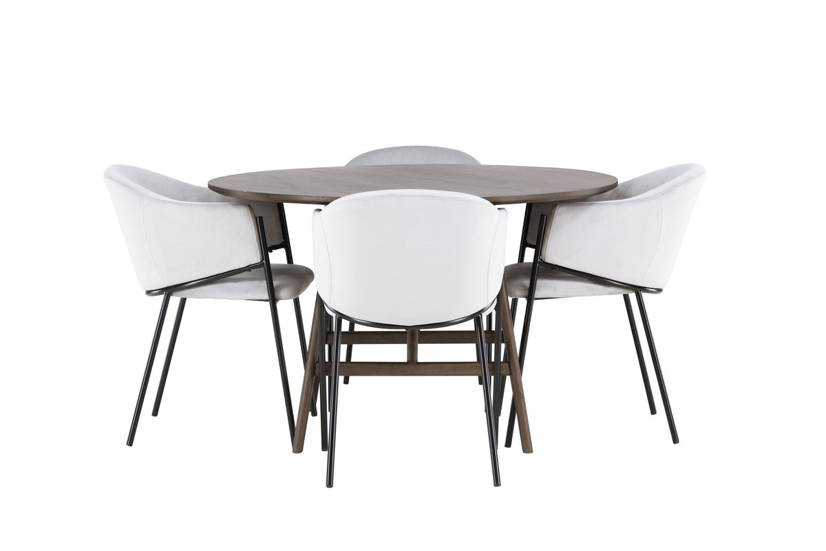 Kaseindon Esszimmerset + Evelina ⌀100cm/4St. in Schwarzgrau präsentiert im Onlineshop von KAQTU Design AG. Esszimmerset ist von Venture Home