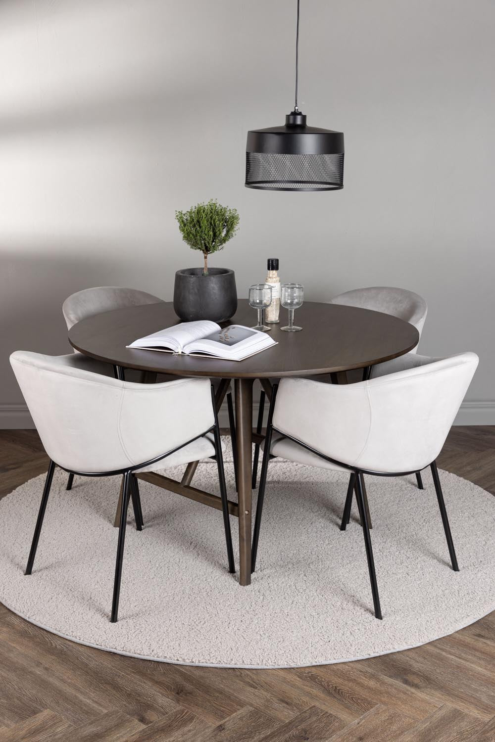 Kaseindon Esszimmerset + Evelina ⌀100cm/4St. in Schwarzgrau präsentiert im Onlineshop von KAQTU Design AG. Esszimmerset ist von Venture Home