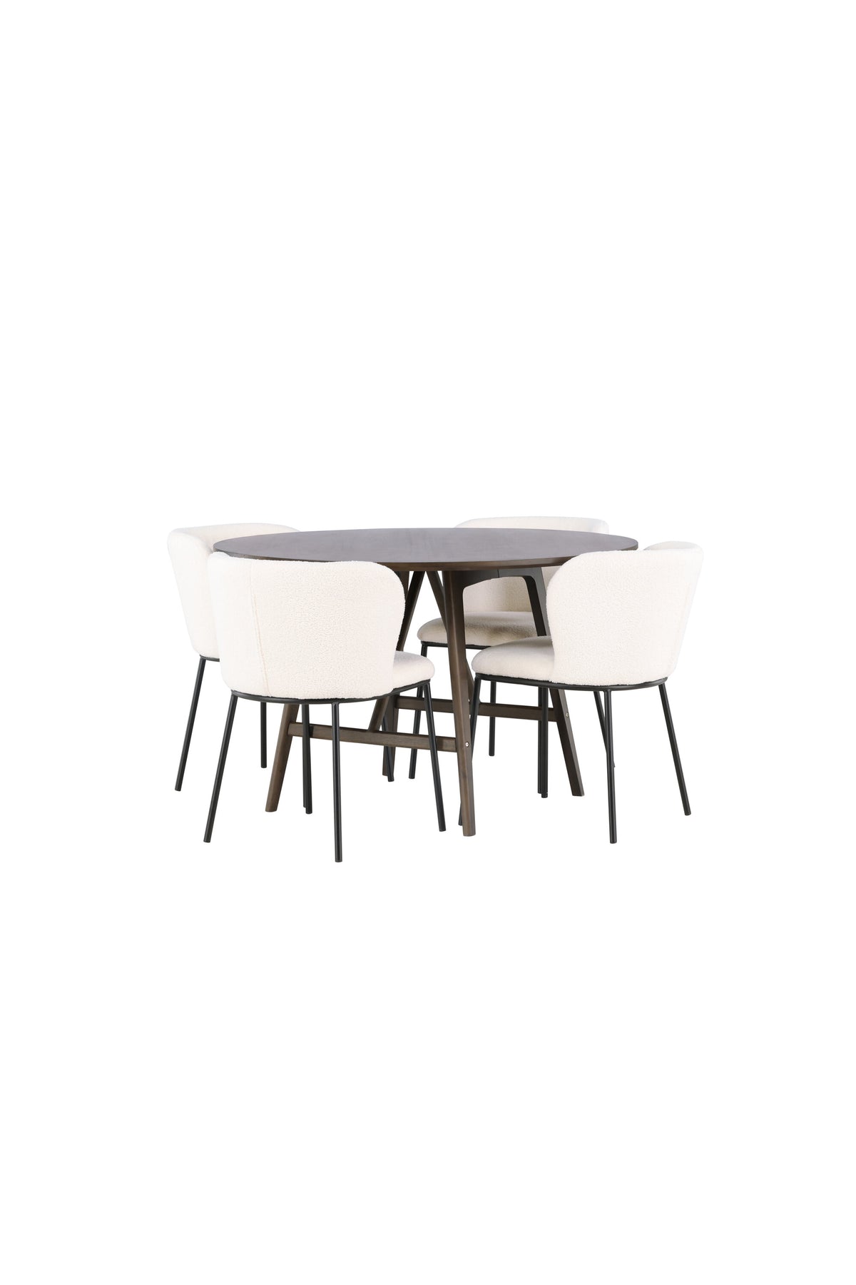 Kaseindon Esszimmerset + Edina ⌀100cm/4St. in Schwarz-Weiss präsentiert im Onlineshop von KAQTU Design AG. Esszimmerset ist von Venture Home