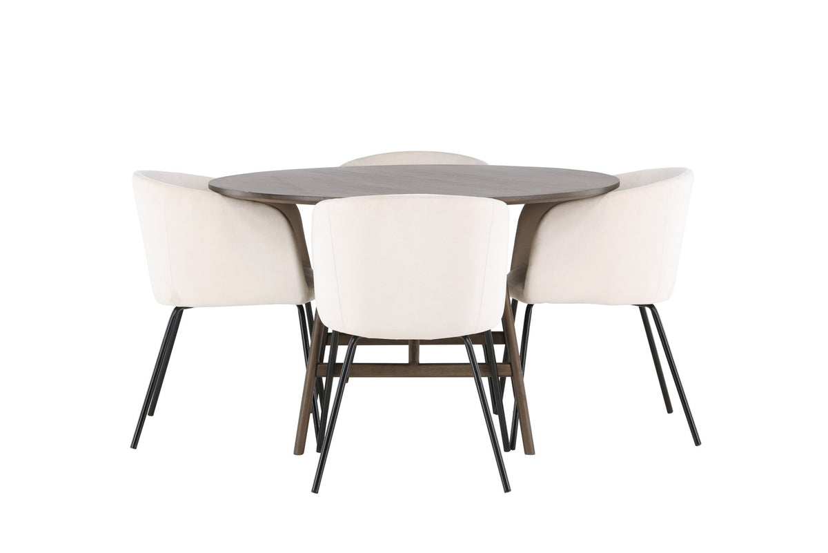 Kaseindon Esszimmerset + Berit ⌀100cm/4St. in Beige, Schwarz präsentiert im Onlineshop von KAQTU Design AG. Esszimmerset ist von Venture Home
