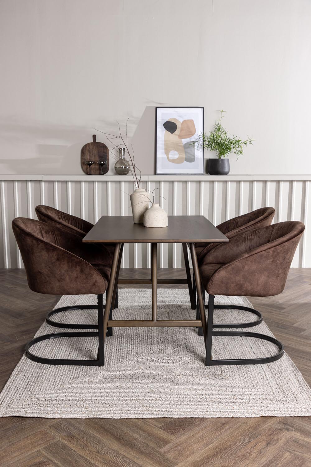 Kaseindon Esszimmerset + Evening 120cm/4St. in Schwarz Braun präsentiert im Onlineshop von KAQTU Design AG. Esszimmerset ist von Venture Home