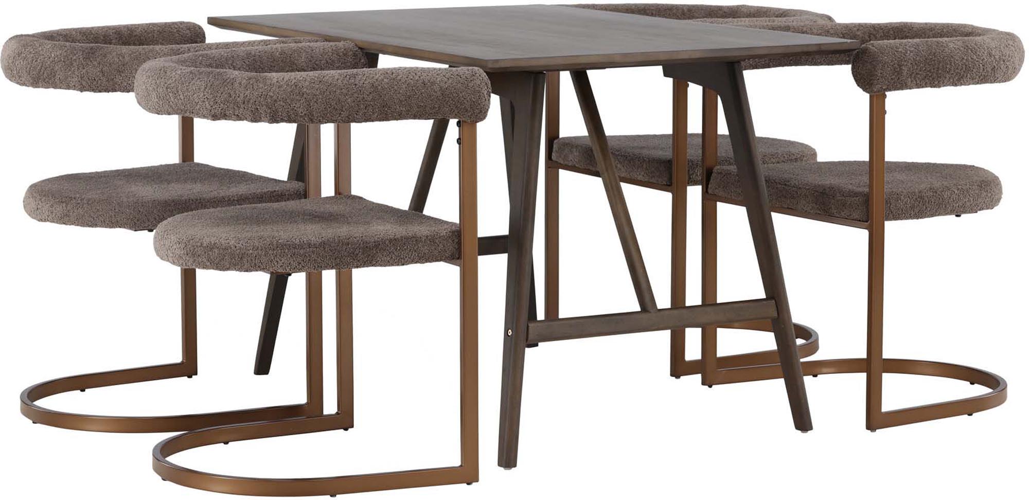 Stilvolles Kaseindon Esszimmerset mit 120cm Tisch und 4 Stühlen von Venture Home. Perfekt für gesellige Abende und modernes Wohnen.
