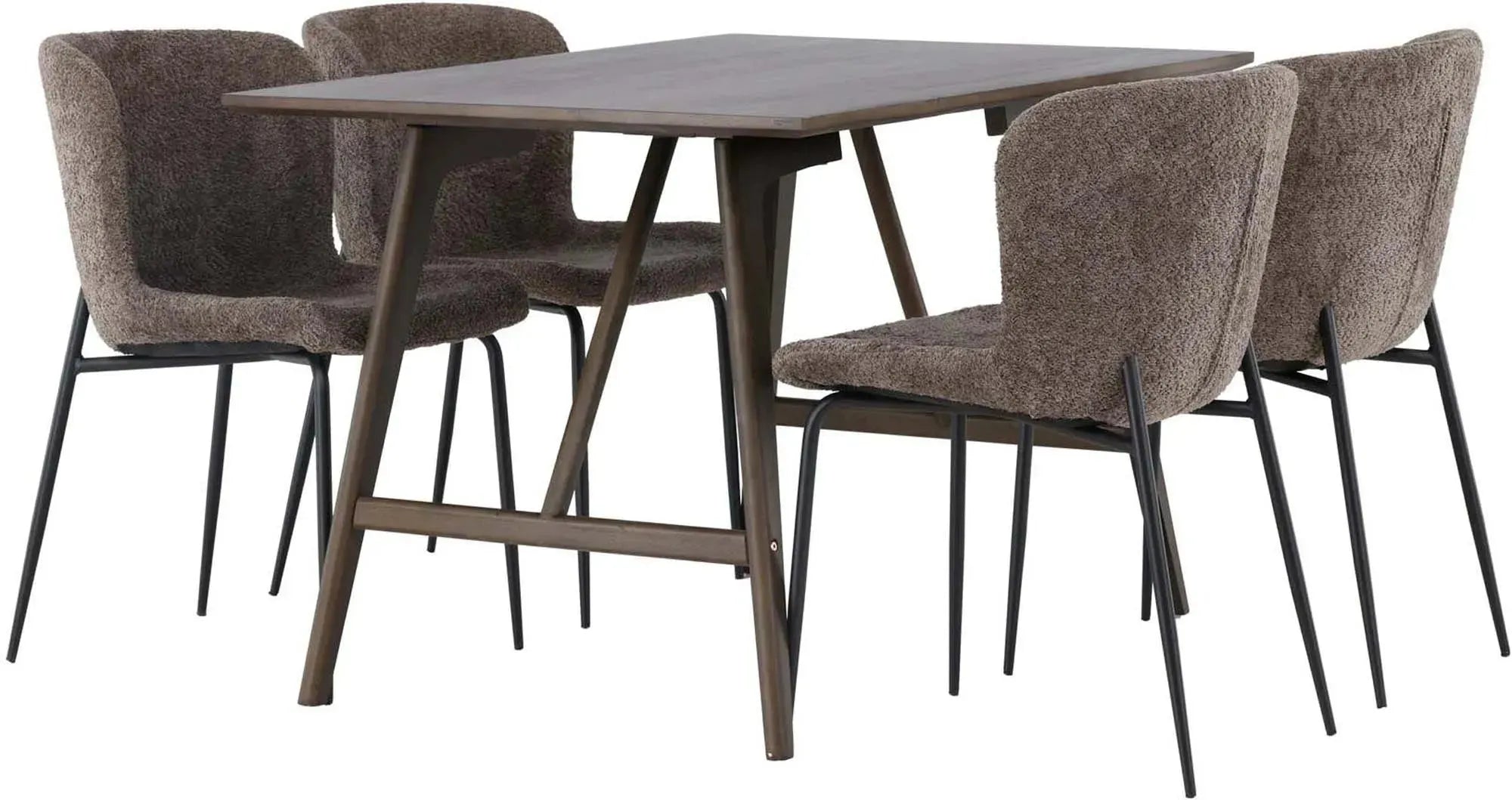 Elegantes Esszimmerset Kaseindon mit 4 Modesto Stühlen, 120cm Tisch.