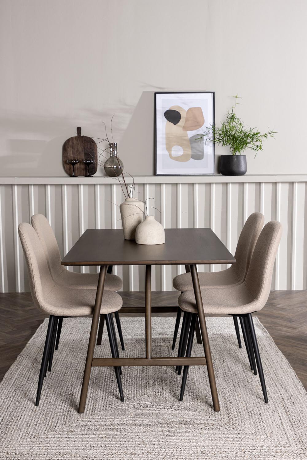 Kaseindon Esszimmerset + Polar 120cm/4St. in Beige, Schwarz präsentiert im Onlineshop von KAQTU Design AG. Esszimmerset ist von Venture Home