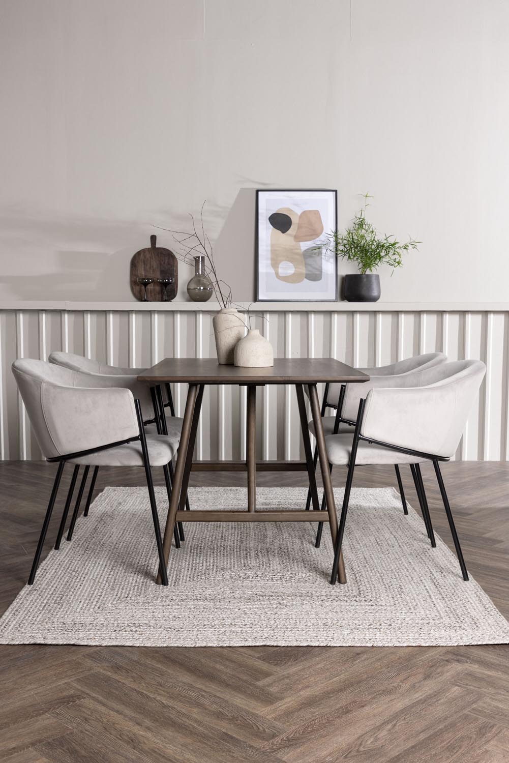 Kaseindon Esszimmerset + Evelina 120cm/4St. in Schwarzgrau präsentiert im Onlineshop von KAQTU Design AG. Esszimmerset ist von Venture Home