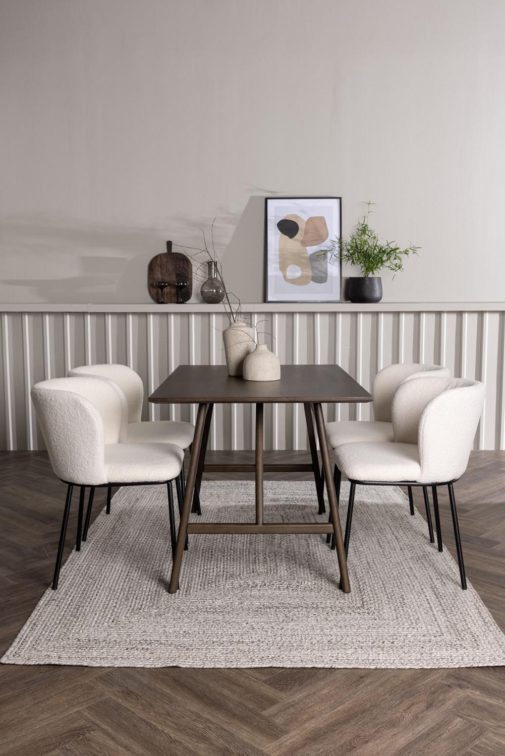 Kaseindon Esszimmerset + Edina 120cm/4St. in Schwarz-Weiss präsentiert im Onlineshop von KAQTU Design AG. Esszimmerset ist von Venture Home