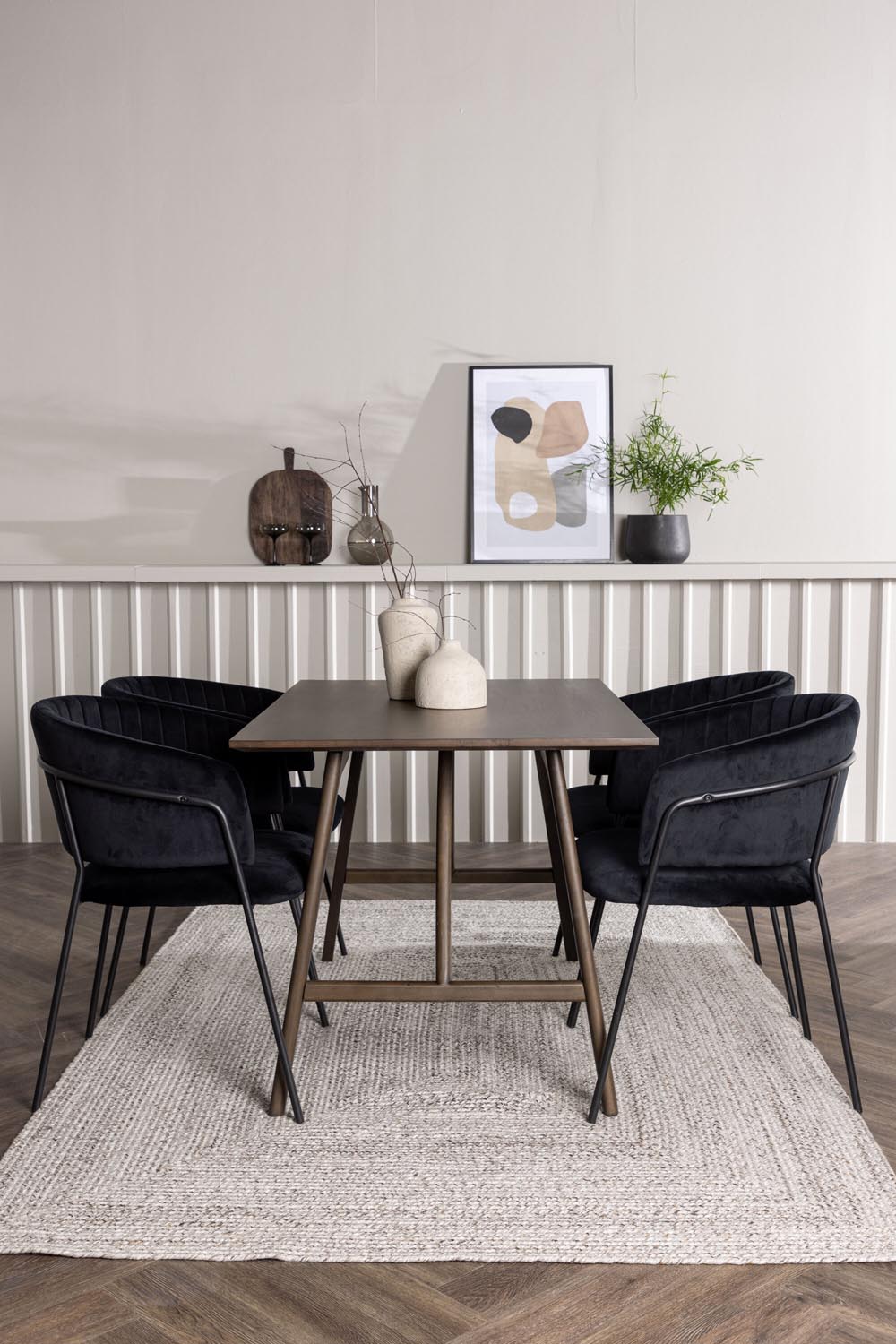 Kaseindon Esszimmerset + Selma 120cm/4St. in Schwarz präsentiert im Onlineshop von KAQTU Design AG. Esszimmerset ist von Venture Home