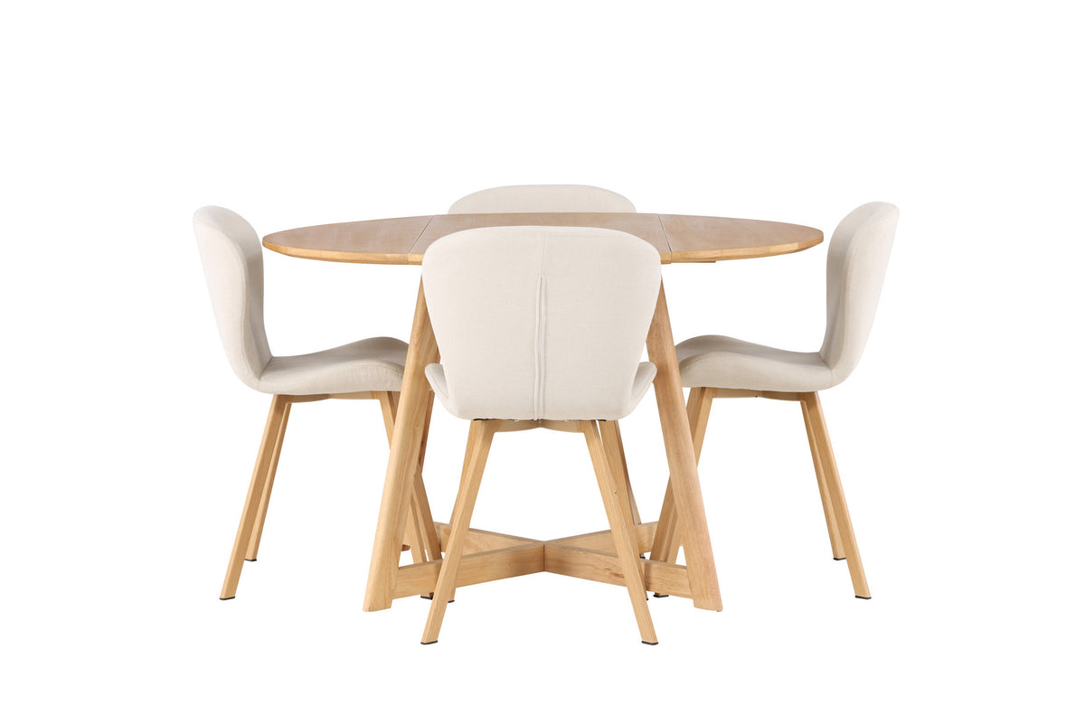 Yadikon Esszimmerset + Lilja ⌀120cm/4St. in Beige, Natur präsentiert im Onlineshop von KAQTU Design AG. Esszimmerset ist von Venture Home