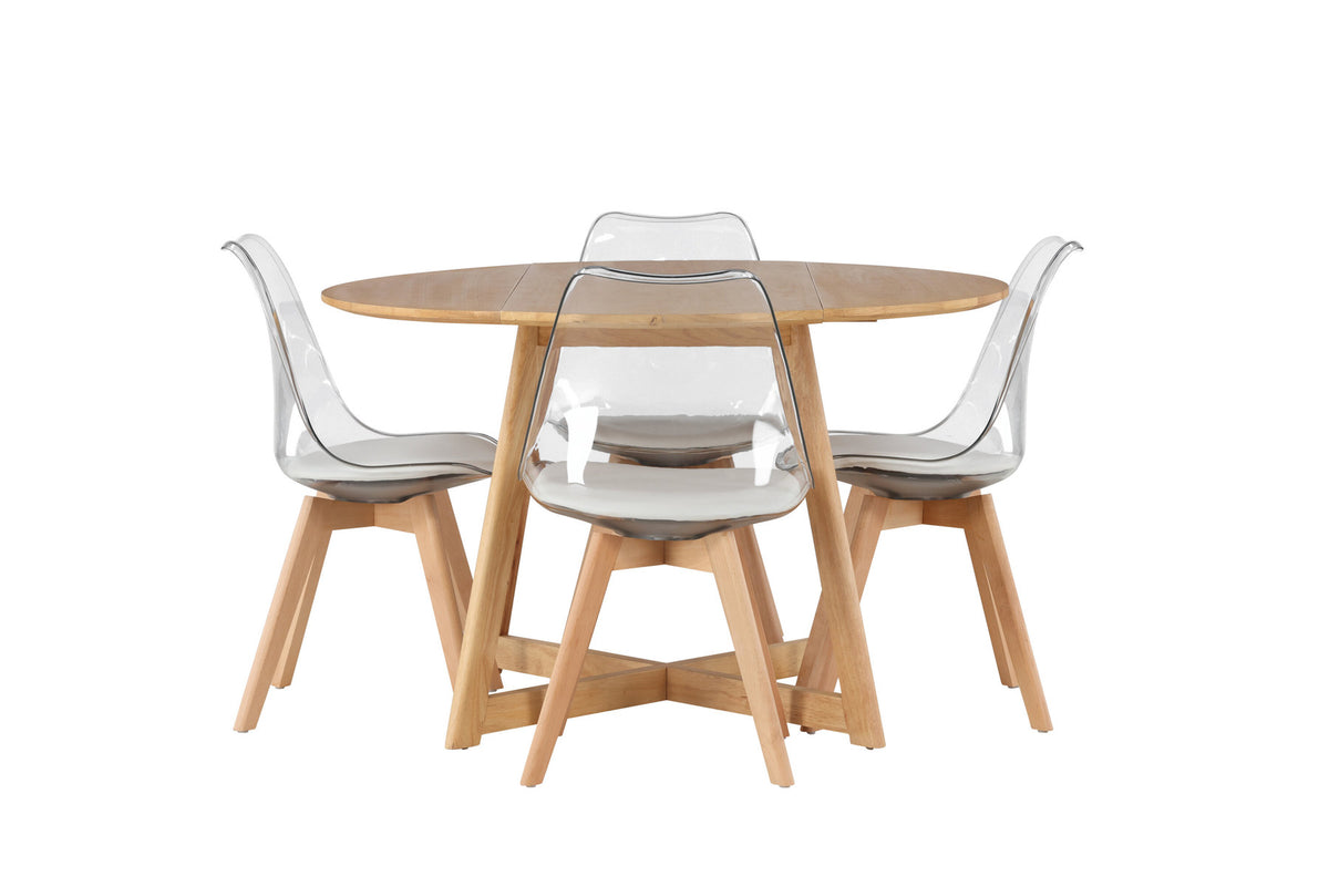 Yadikon Esszimmerset + Edvin ⌀120cm/4St. in Natur,Transparent,Weiss präsentiert im Onlineshop von KAQTU Design AG. Esszimmerset ist von Venture Home