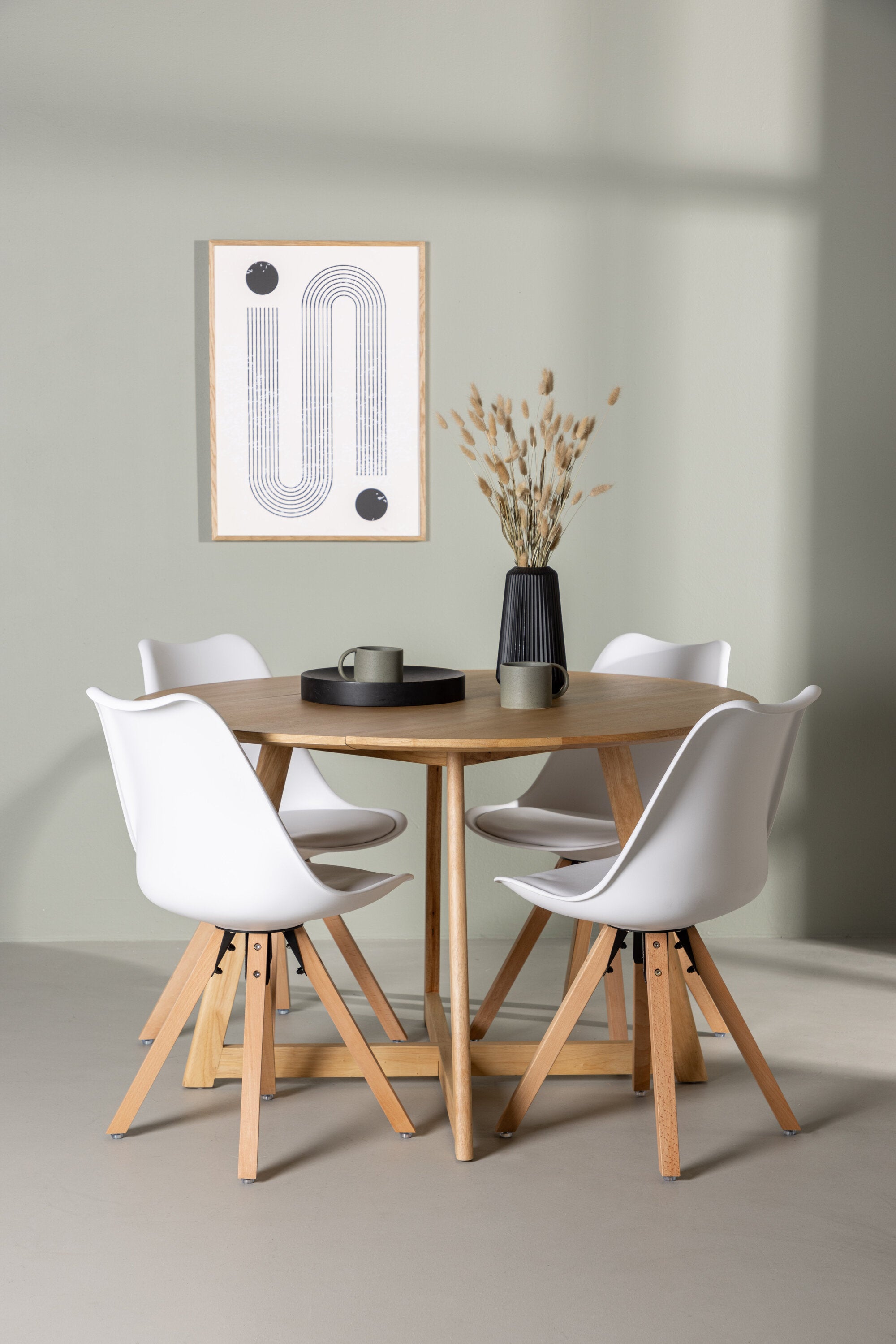 Yadikon Esszimmerset + Zeno ⌀120cm/4St. in Natur, Weiss präsentiert im Onlineshop von KAQTU Design AG. Esszimmerset ist von Venture Home