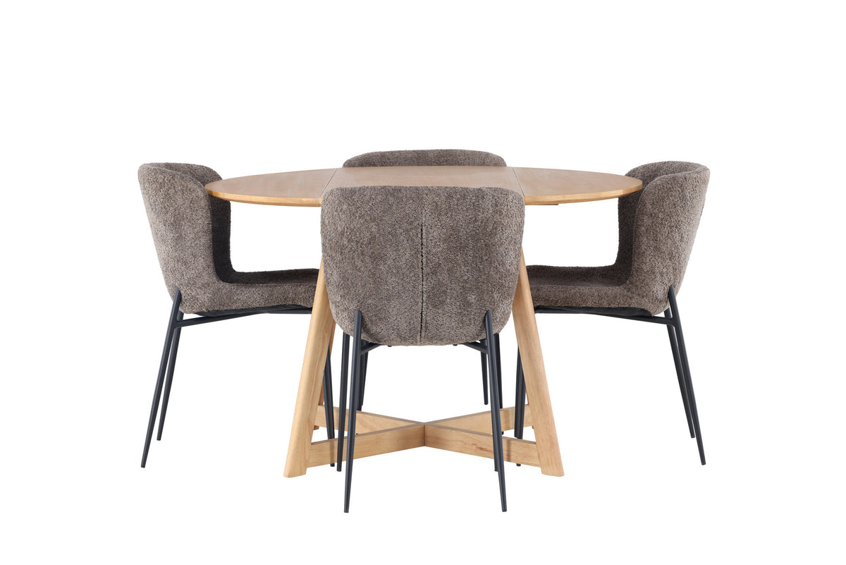 Yadikon Esszimmerset + Modesto ⌀120cm/4St. in Schwarz, Dunkelgrau präsentiert im Onlineshop von KAQTU Design AG. Esszimmerset ist von Venture Home