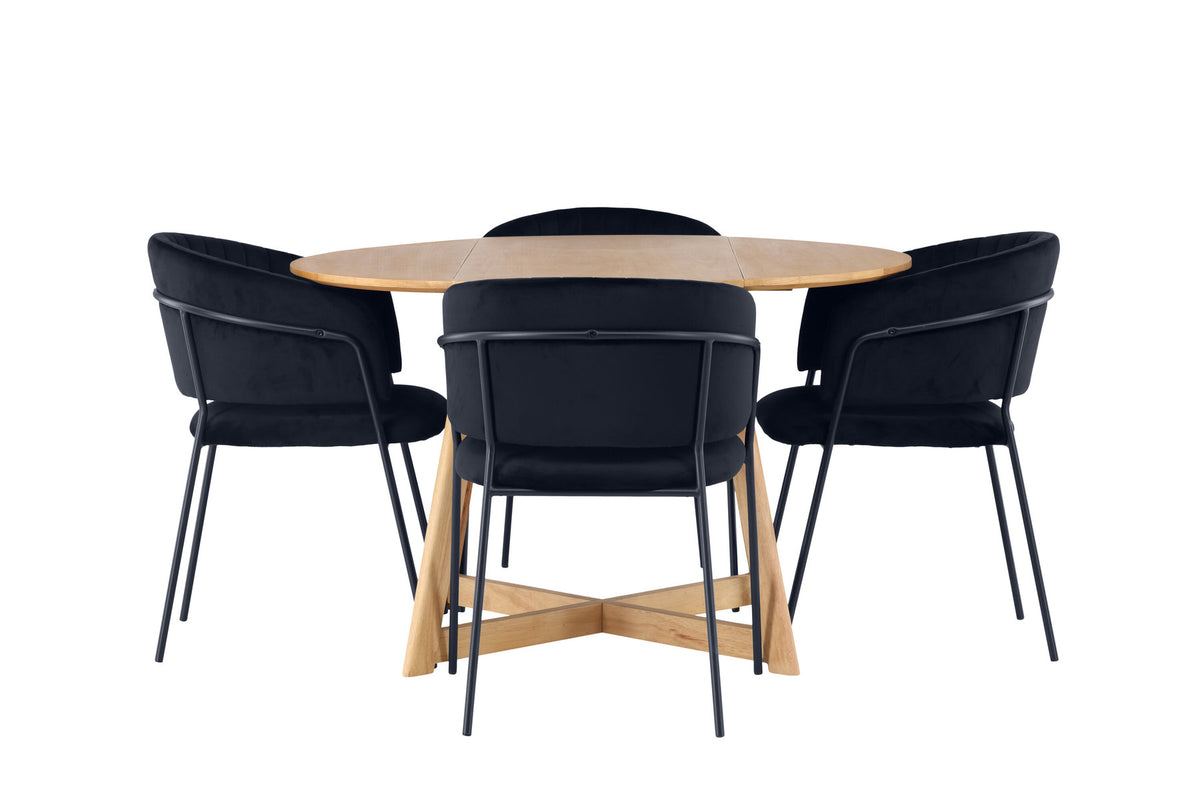 Yadikon Esszimmerset + Selma ⌀120cm/4St. in Schwarz präsentiert im Onlineshop von KAQTU Design AG. Esszimmerset ist von Venture Home