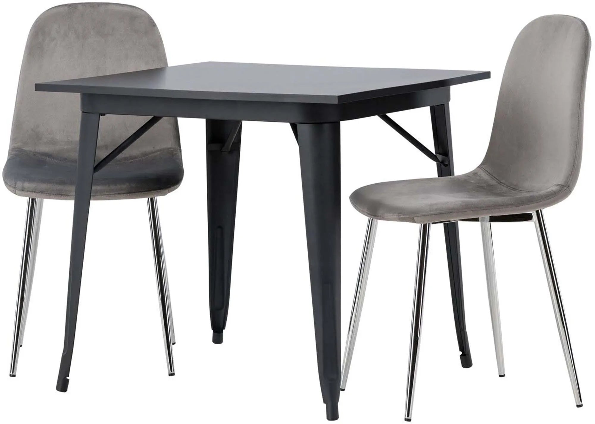 Elegantes Tempe Esszimmerset mit 80cm Tisch und zwei Eva Stühlen.