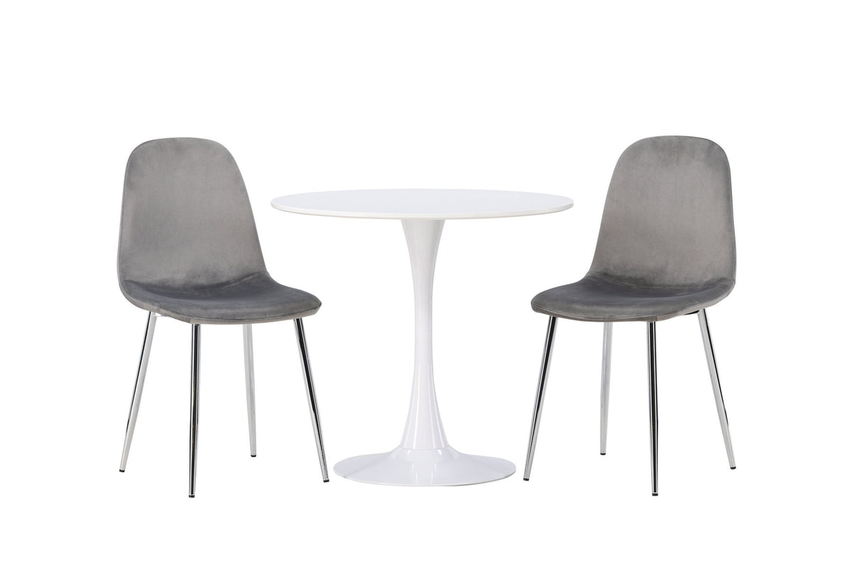 Hamden Esszimmerset + Eva ⌀80cm/2St. in Hellgrau, Silber präsentiert im Onlineshop von KAQTU Design AG. Esszimmerset ist von Venture Home