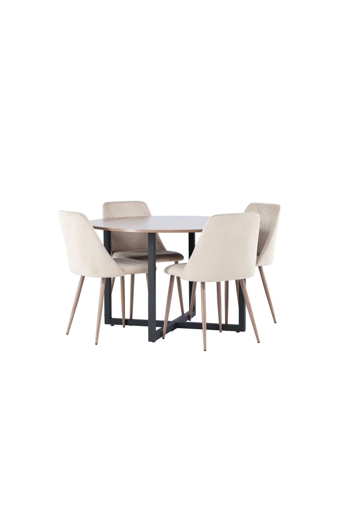 Durango Esszimmerset + Night ⌀120cm/4St. in Braun, Walnuss präsentiert im Onlineshop von KAQTU Design AG. Esszimmerset ist von Venture Home