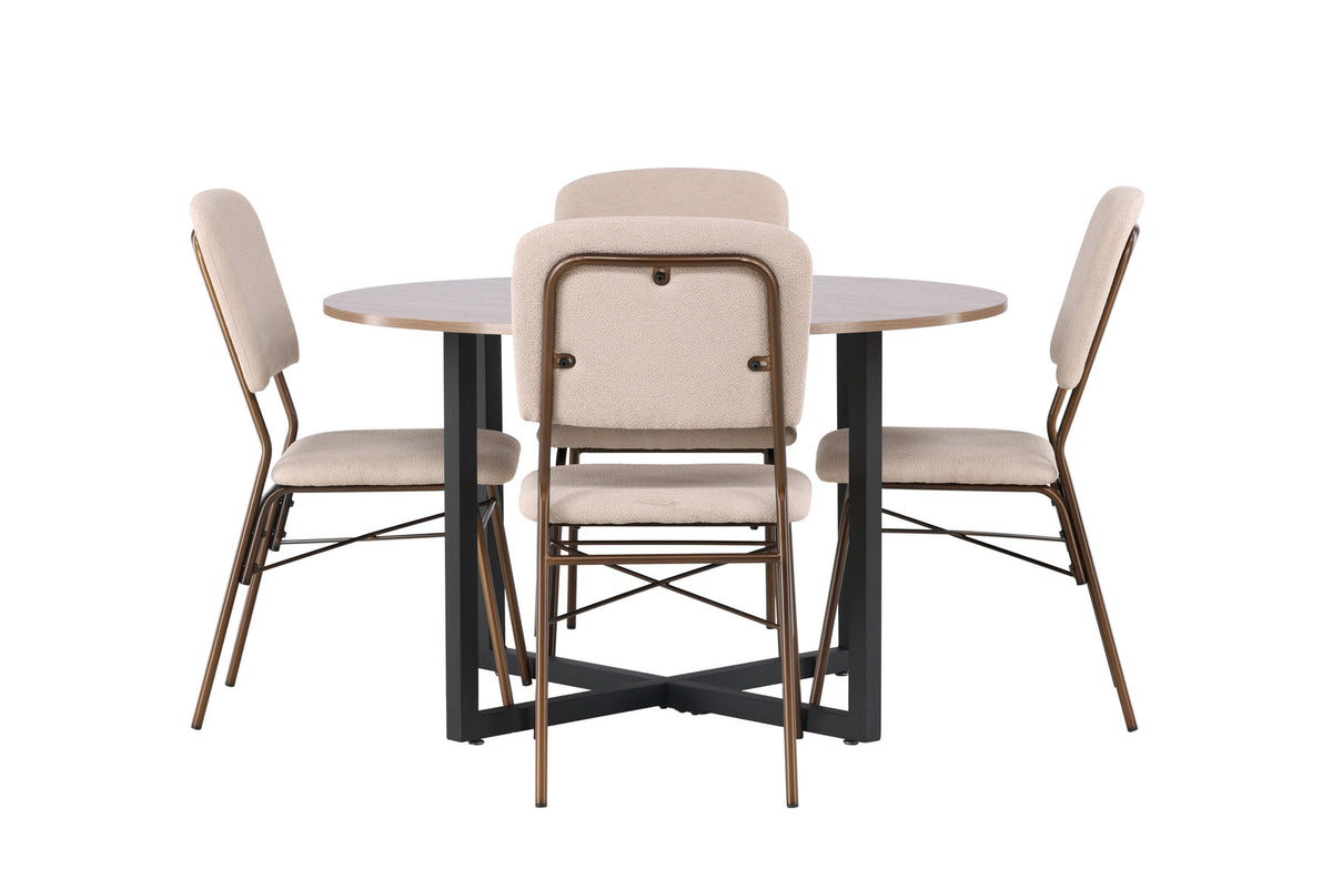 Durango Esszimmerset + Seda ⌀120cm/4St. in Beige, Braun präsentiert im Onlineshop von KAQTU Design AG. Esszimmerset ist von Venture Home