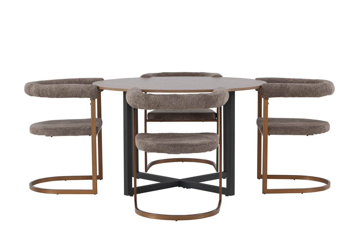 Durango Esszimmerset + Morning ⌀120cm/4St. in Braun-grau präsentiert im Onlineshop von KAQTU Design AG. Esszimmerset ist von Venture Home