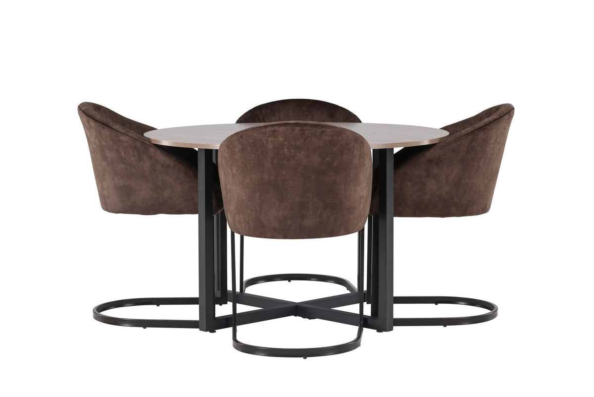 Durango Esszimmerset + Evening ⌀120cm/4St. in Schwarz Braun präsentiert im Onlineshop von KAQTU Design AG. Esszimmerset ist von Venture Home