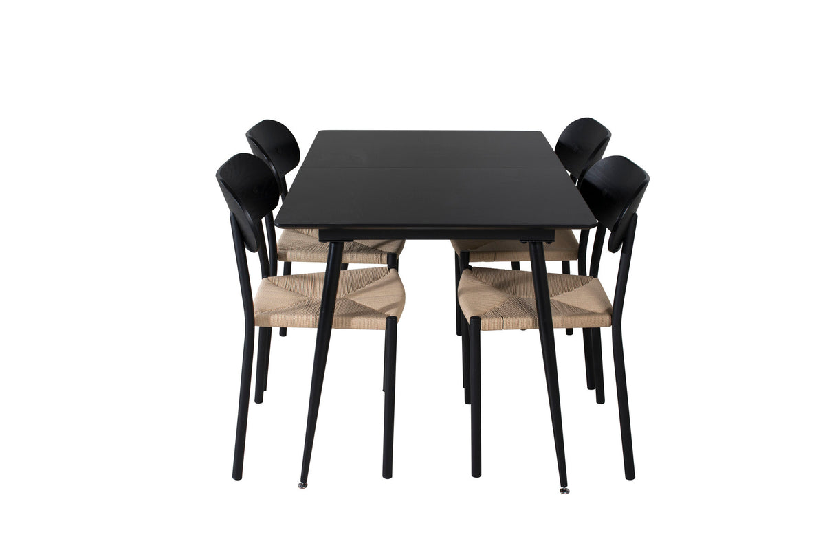 Esszimmer Set Silar mit Stuhl Polly in Schwarz/Schwarz/Natur präsentiert im Onlineshop von KAQTU Design AG. Esszimmerset ist von Venture Home