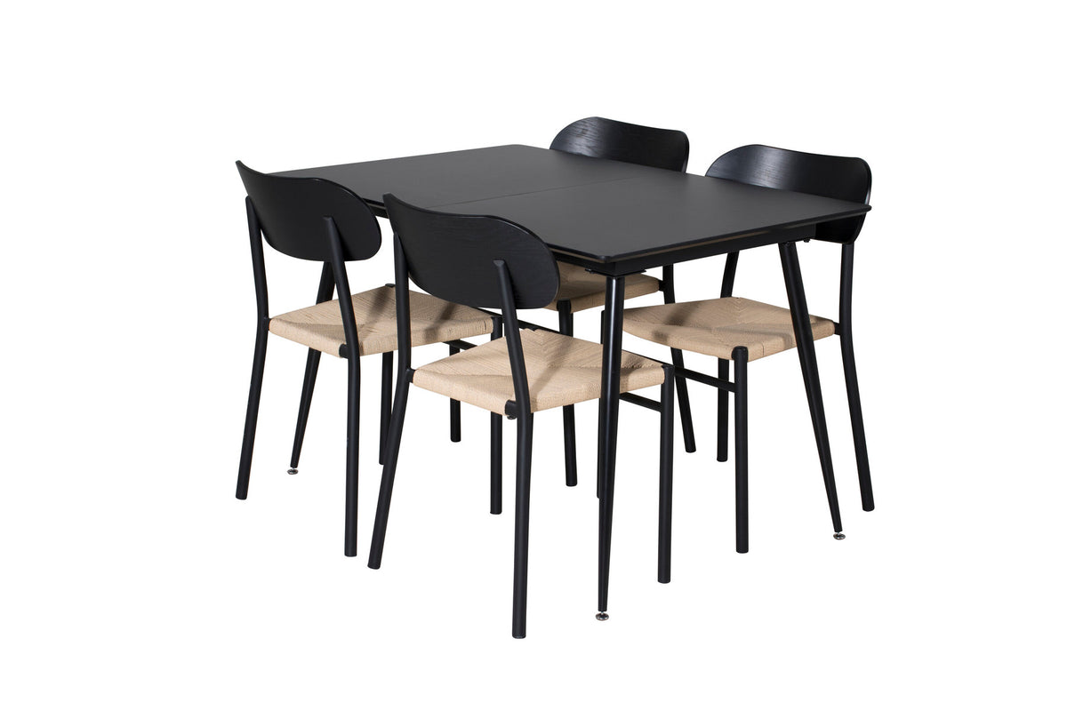 Esszimmer Set Silar mit Stuhl Polly in Schwarz/Schwarz/Natur präsentiert im Onlineshop von KAQTU Design AG. Esszimmerset ist von Venture Home