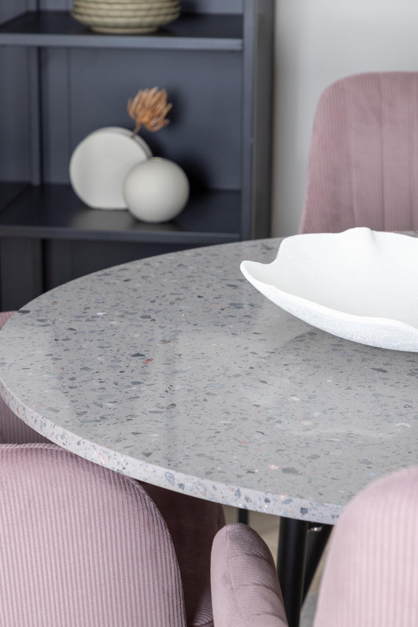Esszimmer Set Razzia mit Stuhl Comfort in Grau/Schwarz/ Altrosa präsentiert im Onlineshop von KAQTU Design AG. Esszimmerset ist von Venture Home