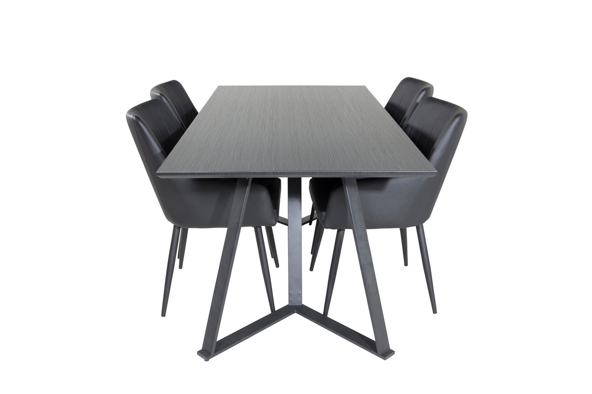 Esszimmer Set Marina mit Stuhl Comfort in Schwarz Schwarz präsentiert im Onlineshop von KAQTU Design AG. Esszimmerset ist von Venture Home