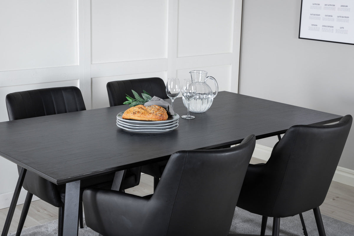 Esszimmer Set Marina mit Stuhl Comfort in Schwarz Schwarz präsentiert im Onlineshop von KAQTU Design AG. Esszimmerset ist von Venture Home
