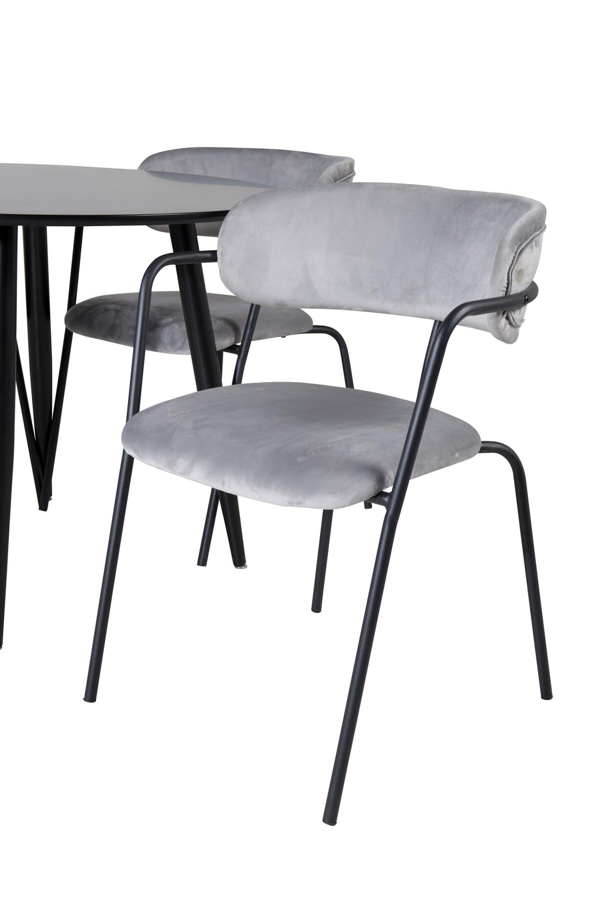 Esszimmer Set Plaza mit Stuhl Arrow in Schwarz/Schwarz/Grau präsentiert im Onlineshop von KAQTU Design AG. Esszimmerset ist von Venture Home