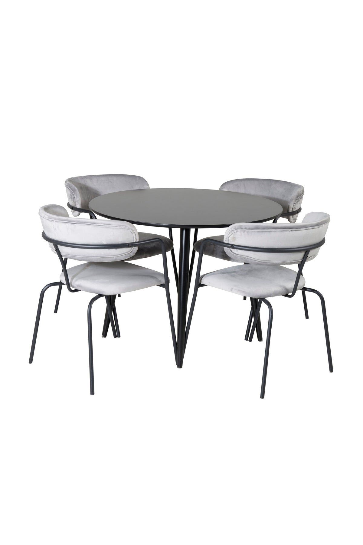 Esszimmer Set Plaza mit Stuhl Arrow in Schwarz/Schwarz/Grau präsentiert im Onlineshop von KAQTU Design AG. Esszimmerset ist von Venture Home