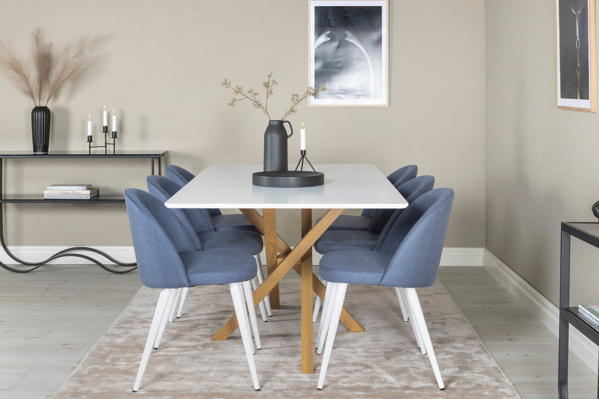 Esszimmer Set Piazza mit Stuhl Velvet in Weiss/Blau/Weiss präsentiert im Onlineshop von KAQTU Design AG. Esszimmerset ist von Venture Home