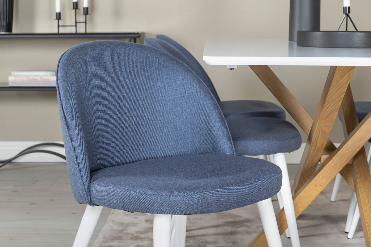 Esszimmer Set Piazza mit Stuhl Velvet in Weiss/Blau/Weiss präsentiert im Onlineshop von KAQTU Design AG. Esszimmerset ist von Venture Home
