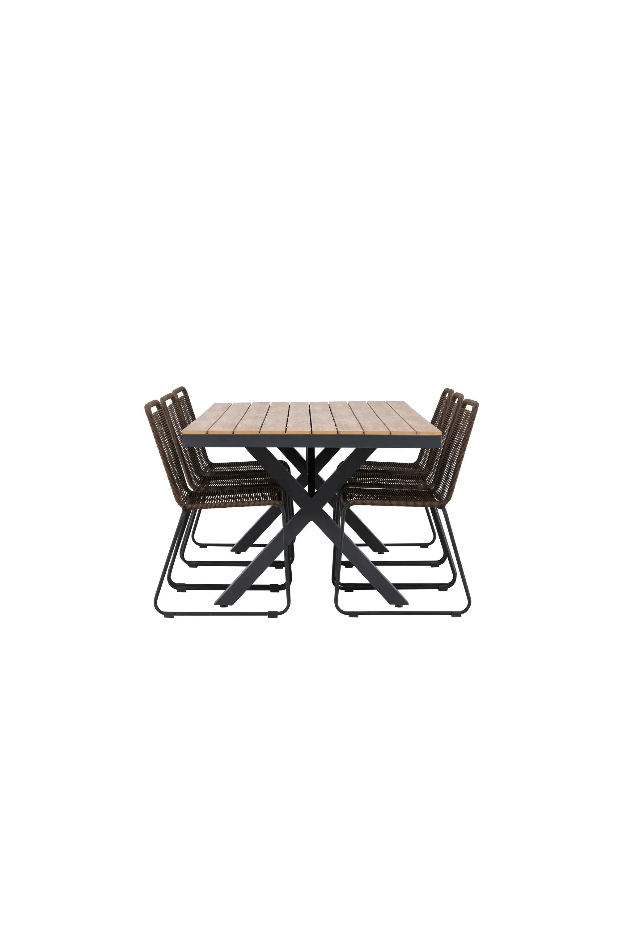 Elegantes Garcia Esszimmer Set: Modernes Design, langlebiges Furnier, stabile Aluminiumbeine, komfortable Stühle.