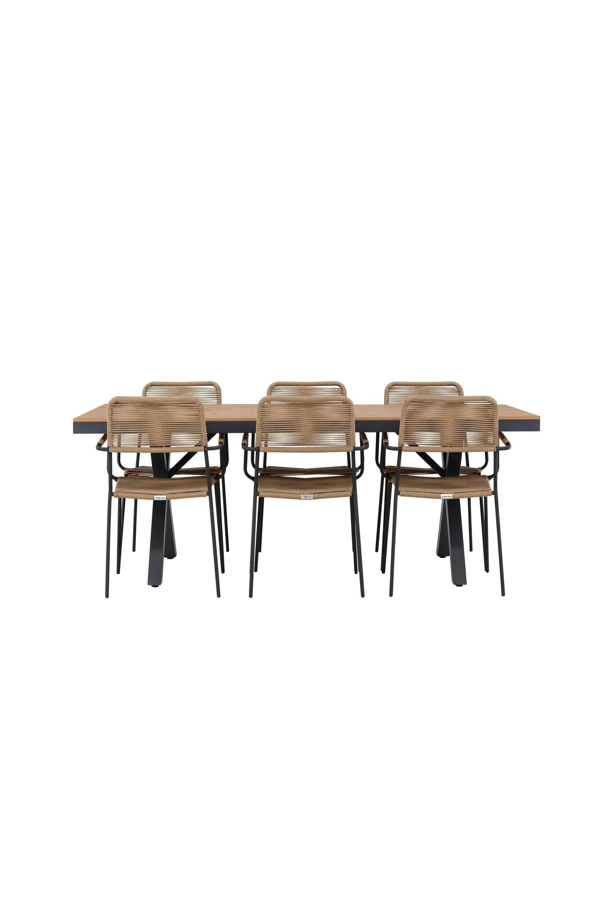 Elegantes Esszimmerset mit modernem Design, langlebigem Furnier und stabilen Aluminiumbeinen für stilvolle Abende.
