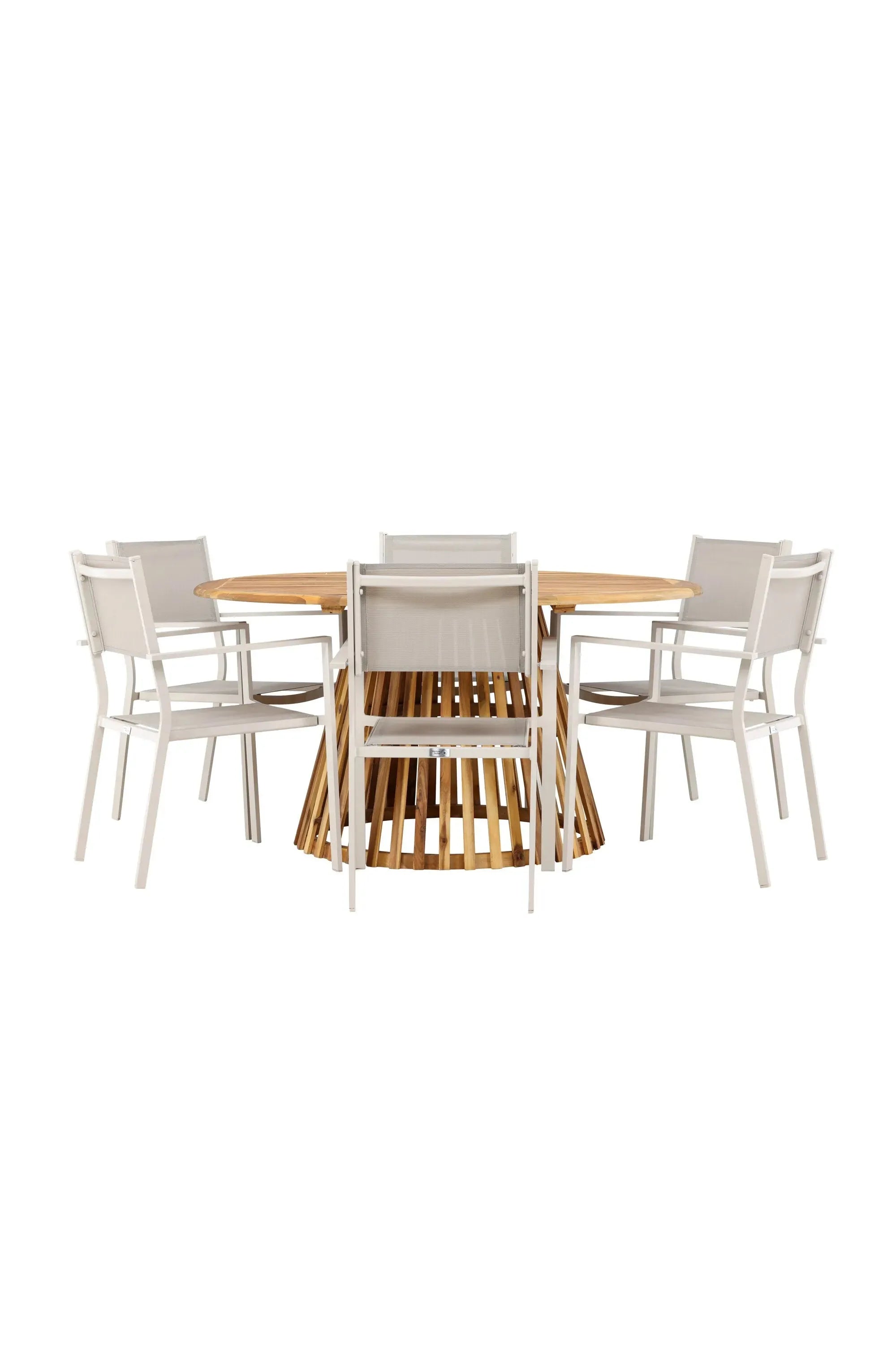 Stilvolles Tucumán Esszimmer-Set mit 6 Copacabana Stühlen, rund.