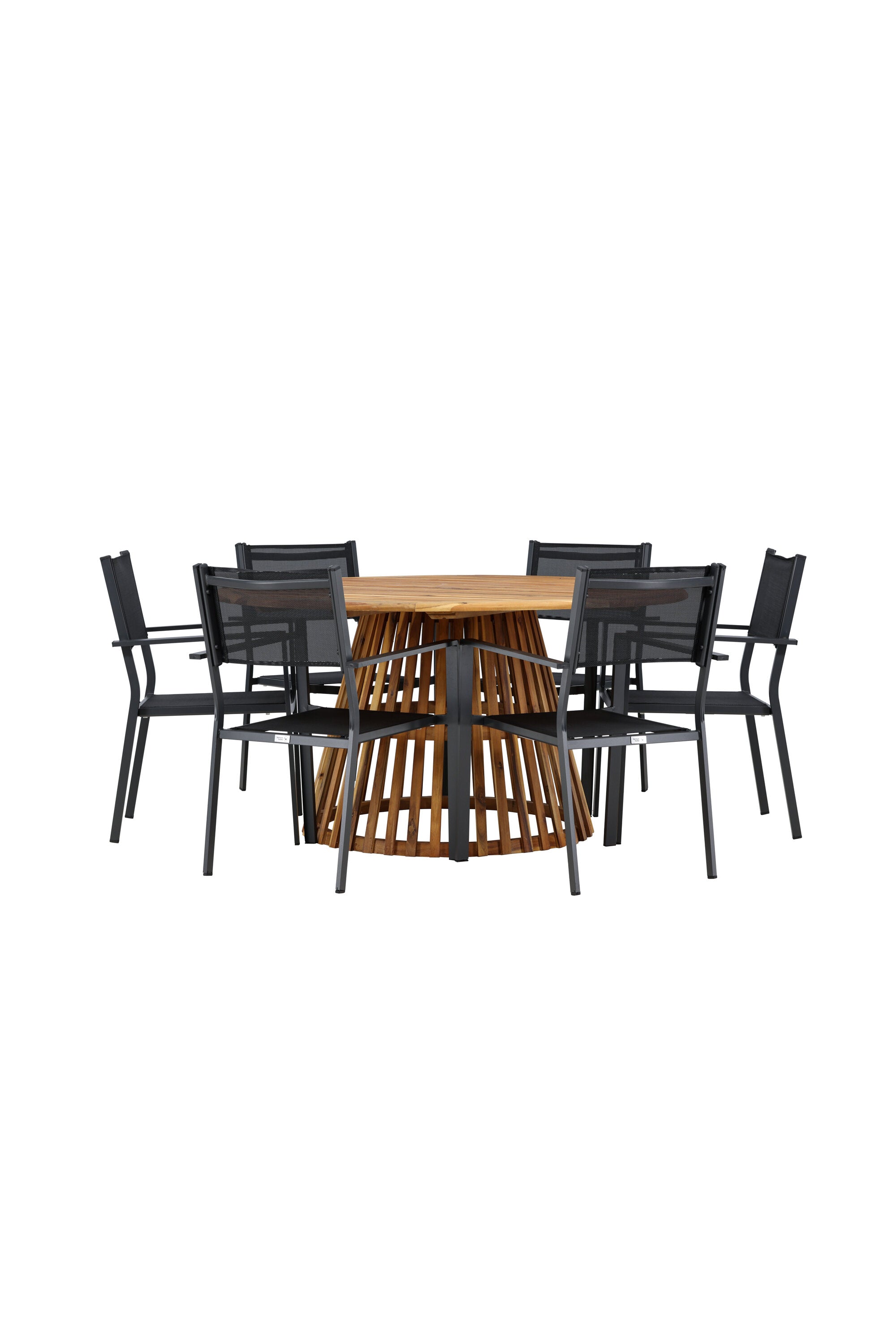 Tucumán Gartentisch Set rund + 6 x Copacabana in Natur/Schwarz präsentiert im Onlineshop von KAQTU Design AG. Gartentischset ist von Venture Home